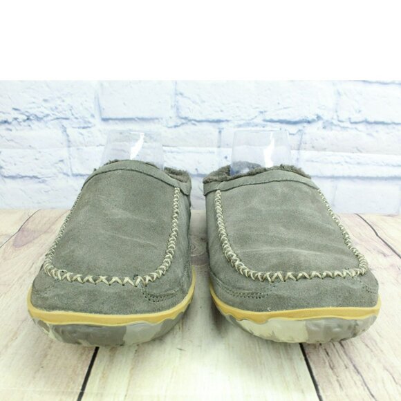 LL Bean Gray Suede Fleece Lined Nonslip Mountain Slipper Scuffs Size 12 M - Picture 4 of 9
